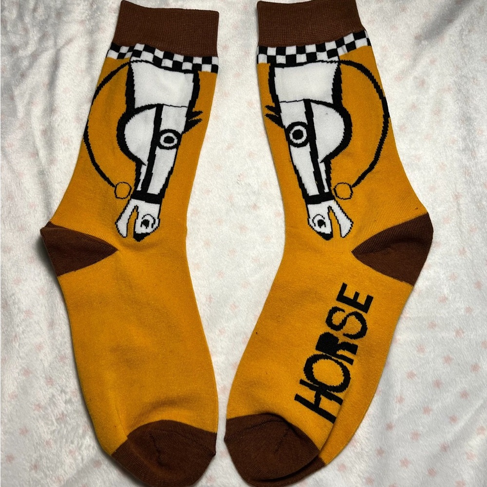 Brown and Yellow Horse Design Socks